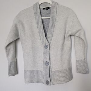 Allbirds Heather Gray Button-Up 100% Wool Cardigan Sz S